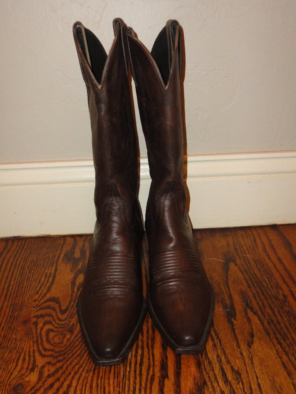 LUCCHESE Women's Brown Snip Toe Leather Western Boots Size 6B
